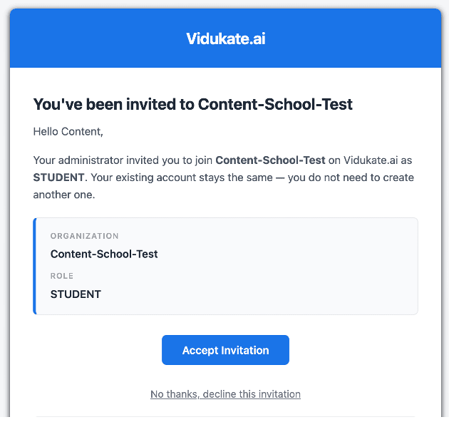 Step 2: The user receives an invitation — their existing account stays exactly the same.