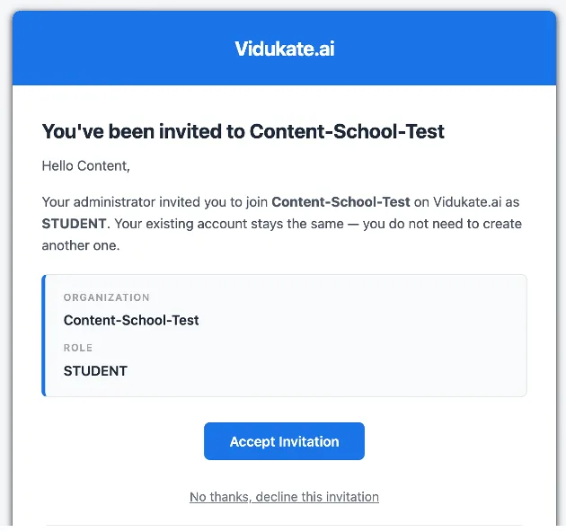 Step 2: The user receives an invitation — their existing account stays exactly the same.