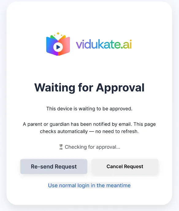 The device waits for approval — no need to stay on this screen.