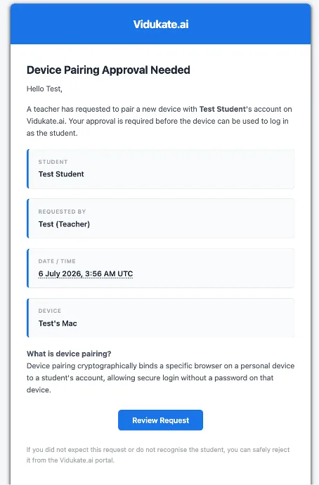 Iare notified by email as soon as a pairing request comes in.mage description