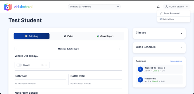 Once paired, the device opens straight into the student's own session — no login screen.