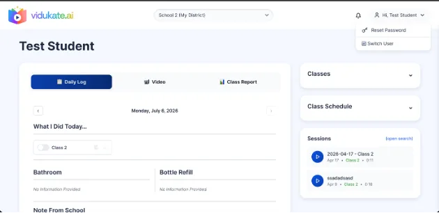 Once paired, the device opens straight into the student's own session — no login screen.