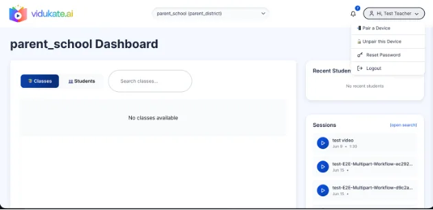 Teachers can unpair a device directly from the main menu.